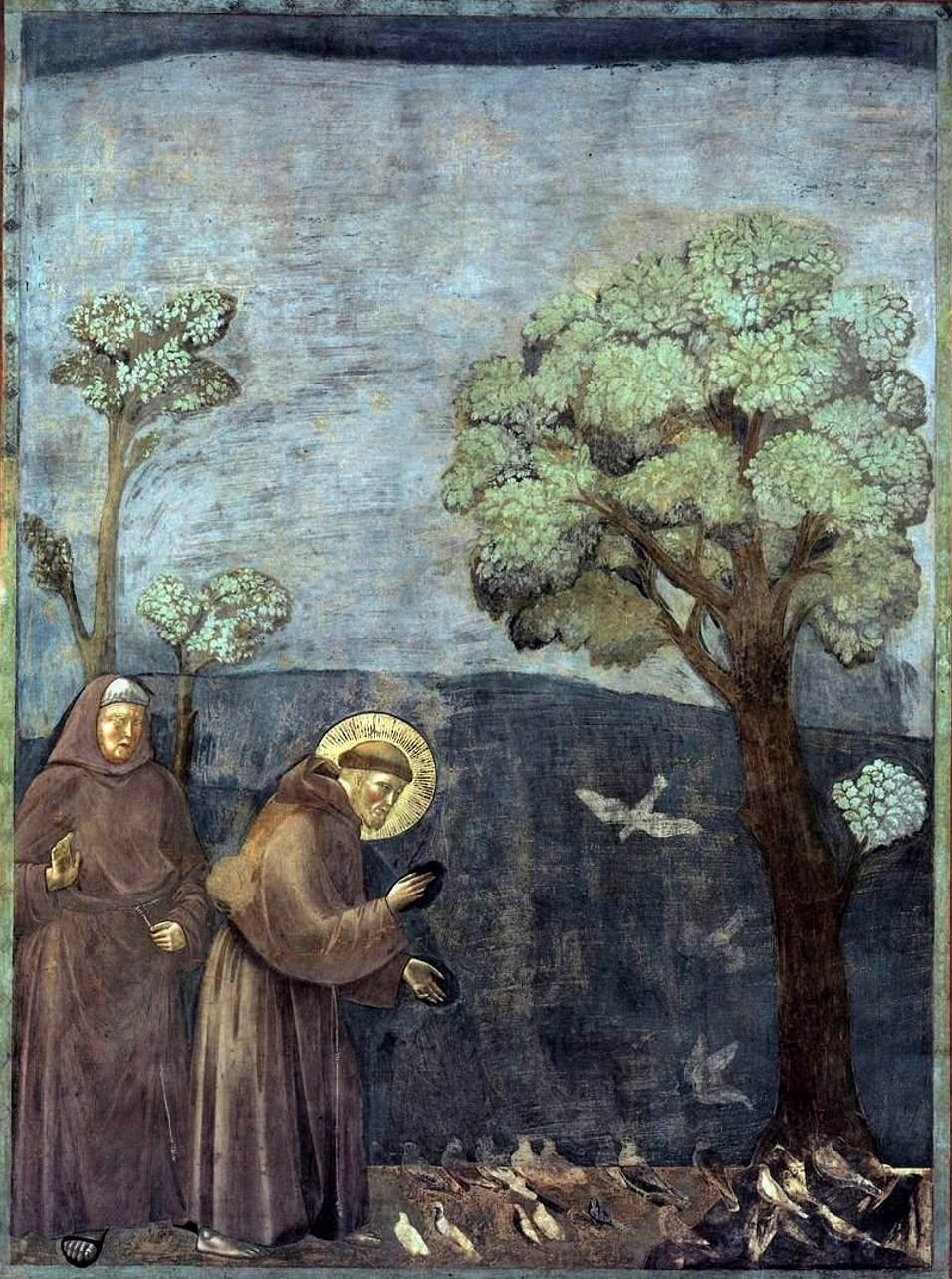 Giotto’s fresco of St Francis preaching to the birds, from the basilica in Assisi